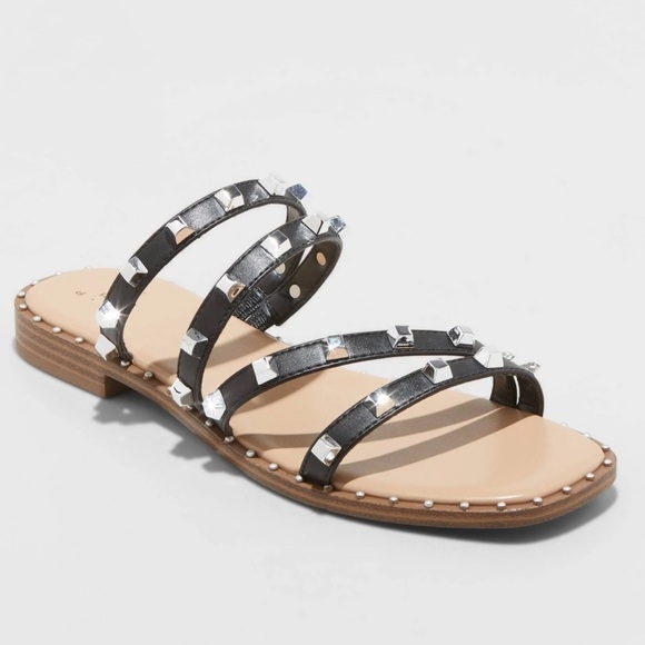 a new day Shoes - A New Day The Hollis Embellished Slide Sandals Black Sz 9
